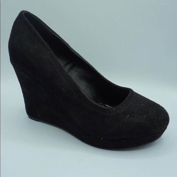 Black Microsuede Wedges - Picture 1 of 3